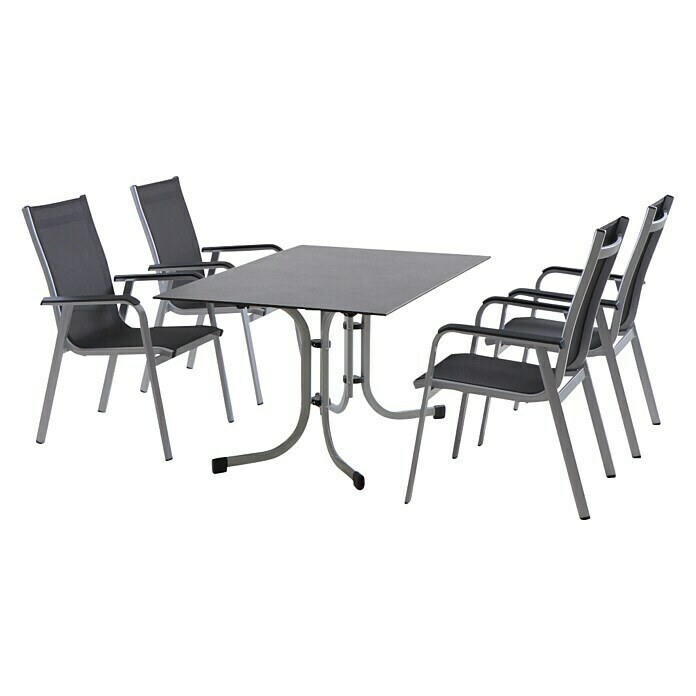 Siena Garden GartenmöbelSet Tesoro/Sola (4 x Stapelsessel, 1 x Tisch