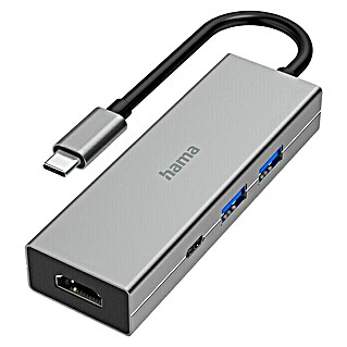 Hama Conector USB 4 puertos (Gris, L x An x Al: 3,3 x 10 x 1,7 cm)