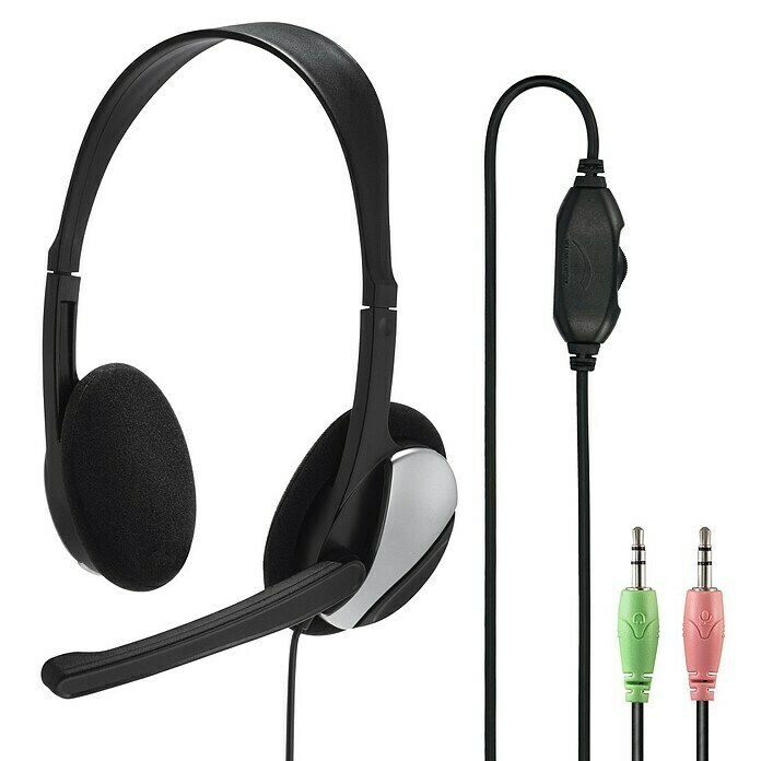 Hama Headset HS-P1001 x Klinkenstecker 3,5 mm, Schwarz, Kabel Diagonal View