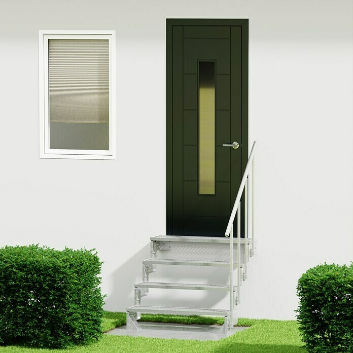 Dolle Buitentrap (Breedte: 100 cm, 4 treden, Kleur treden: Zilver, Verdiepingshoogte: 72 - 88 cm)