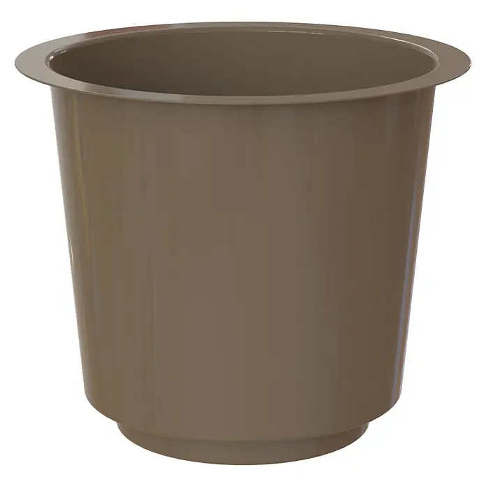 Artevasi Pflanztopf-Einsatz Santorini - Außenmaß (Ø x H): 27,9 x 35 cm, Kunststoff, Taupe, Passend für: Artevasi Übertopf Santorini 65 cm - Nahaufnahme eines stilvollen, braunen Pflanzgefäßes mit breitem Rand, ideal für Zimmerpflanzen und zur Dekoration von Wohnräumen.