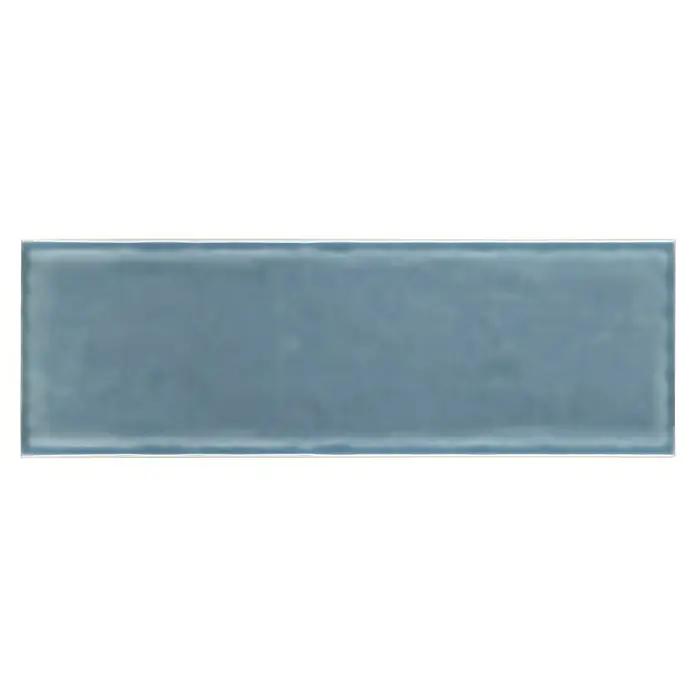 Modern Style Wandfliese Emotion Azul 730 - 9,8 x 29,8 cm, Blau, Glänzend - Hellblaue rechteckige Fliese mit leicht abgerundeten Kanten und einer glänzenden Oberfläche für stilvolle Wandgestaltungen.