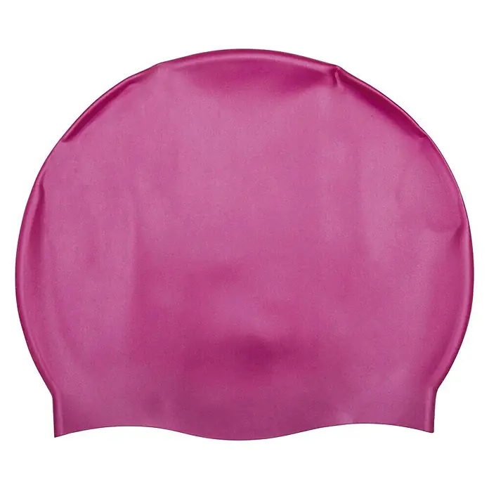 Bestway Gorro de baño Glide - Plástico, Específico para: Niños mayores de 14 años - Primer plano de un gorro de natación de silicona rosa sobre un fondo negro. Ideal para nadadores para proteger su cabello en el agua.