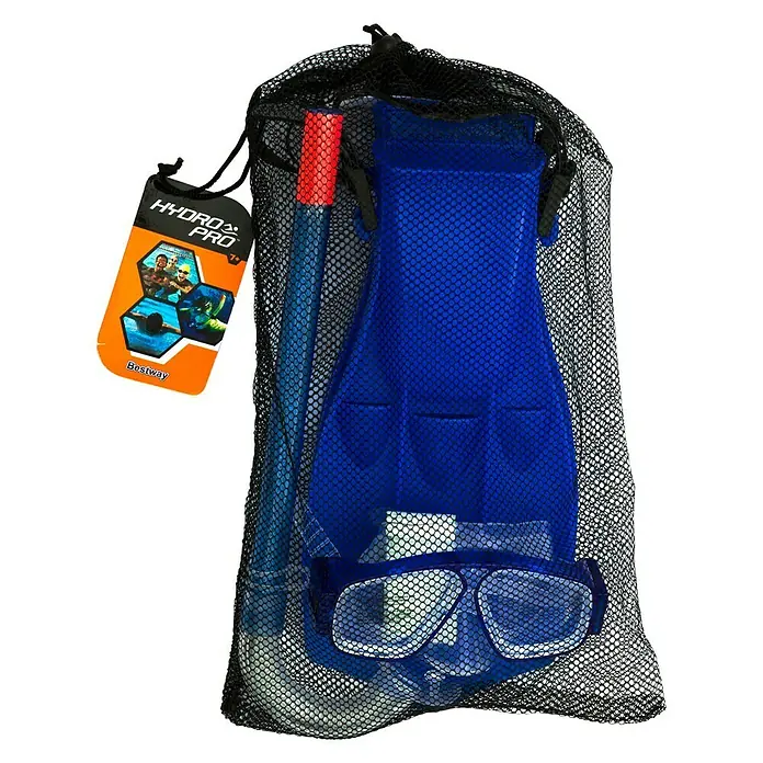 Bestway Set de buceo Aviator - Específico para: Niños de entre 7 y 14 años, 3 pzs. - Conjunto de buceo Bestway Hydro-Pro con máscara, esnórquel y aletas en una bolsa de red. Ideal para la próxima excursión de esnórquel.