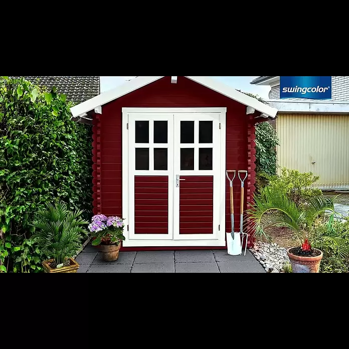 swingcolor Mix Holzschutzfarbe zum Mischen lassen - Basismischfarbe 4, 2,5 l, Seidenglänzend - swingcolor Holzschutz - Lasurthemen für das Gartenhaus