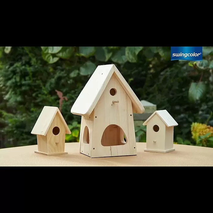 swingcolor Farblasur Universal-Gartenfarbe375 ml, Seidenweiß, Seidenmatt - swingcolor Holzschutz - Lasurthemen für das Vogelhaus