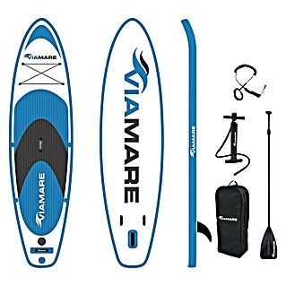 Viamare Juego de paddle surf 300 S (L x An x Al: 300 x 75 x 15 cm, Carga útil: 120 kg, Hinchable, Azul/Blanco)
