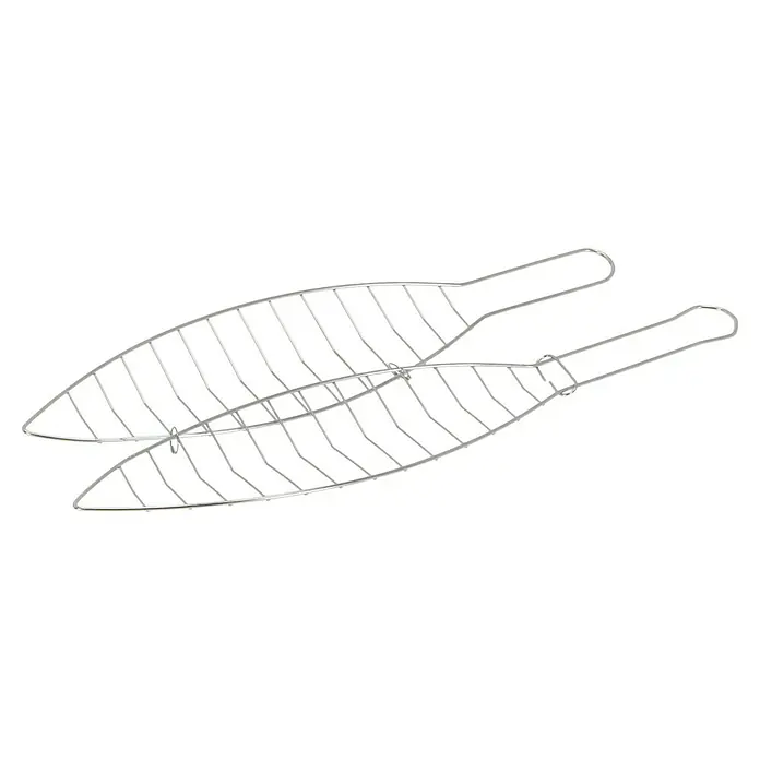 Grillstar Fisch- & Gemüsehalter - L x B: 41 x 9 cm - Zwei silberne Fischgrillkörbe zum einfachen und sicheren Grillen von Fisch, ideal für Grillliebhaber.