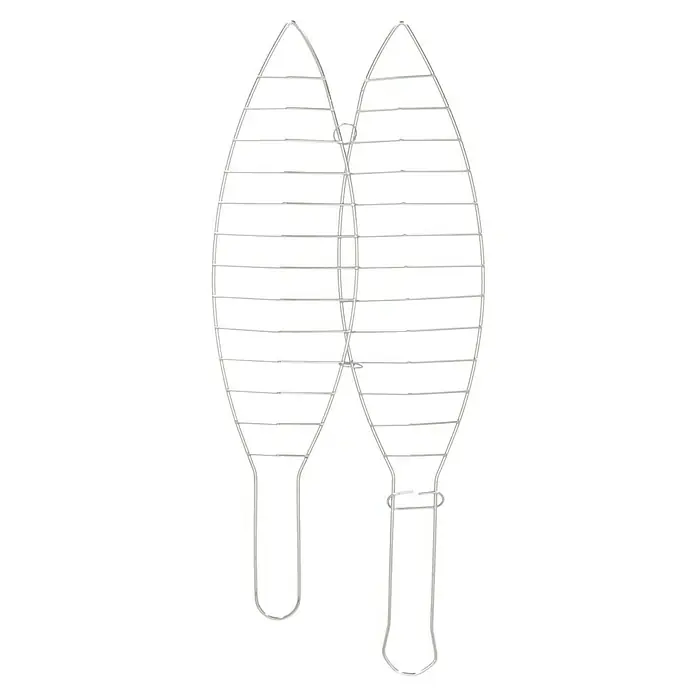 Grillstar Fisch- & Gemüsehalter - L x B: 41 x 9 cm - Zwei silberne Fischgrillkörbe, ideal für gleichmäßiges Garen und einfache Handhabung von Fisch und Gemüse auf dem Grill.