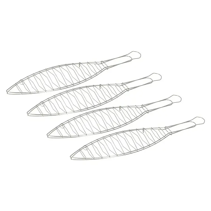 Grillstar Fisch- & Gemüsehalter - L x B: 41 x 9 cm - Vier Drahtwedel in Fischform, ideal als moderne Dekoration für Ihr Zuhause. Das filigrane Design macht sie zu einem echten Hingucker.