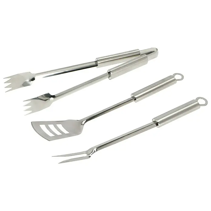 Grillstar Grillbesteck Set - 3 -tlg., Edelstahl - Bild von Grillbesteck aus Edelstahl, bestehend aus Zange, Wender und Gabel mit praktischen Aufhängeösen.