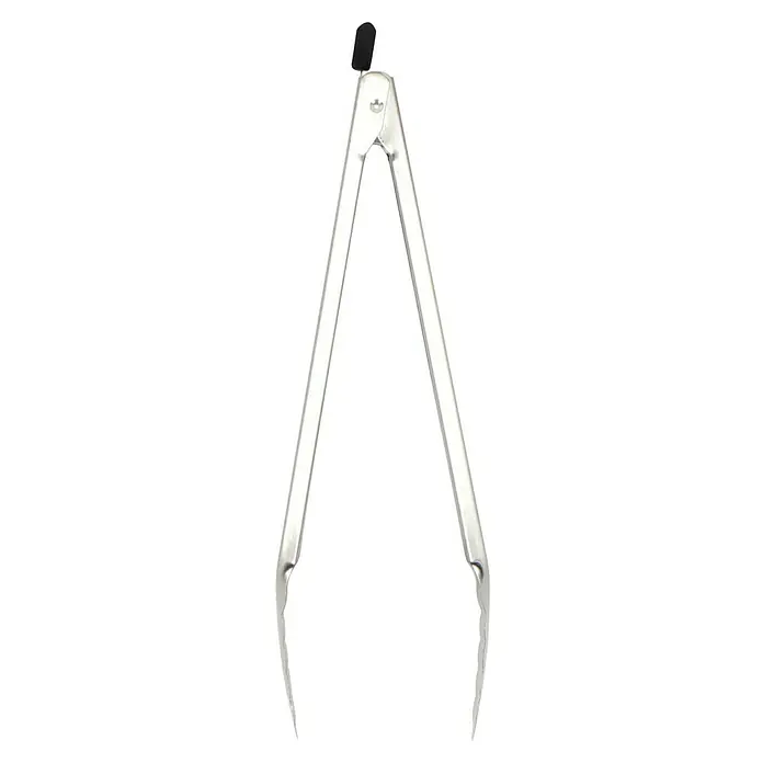 Grillstar Grillzange - Länge: 34 cm - Bild einer silbernen Küchenzange mit schwarzem Griff für vielseitige Verwendung beim Kochen und Servieren.