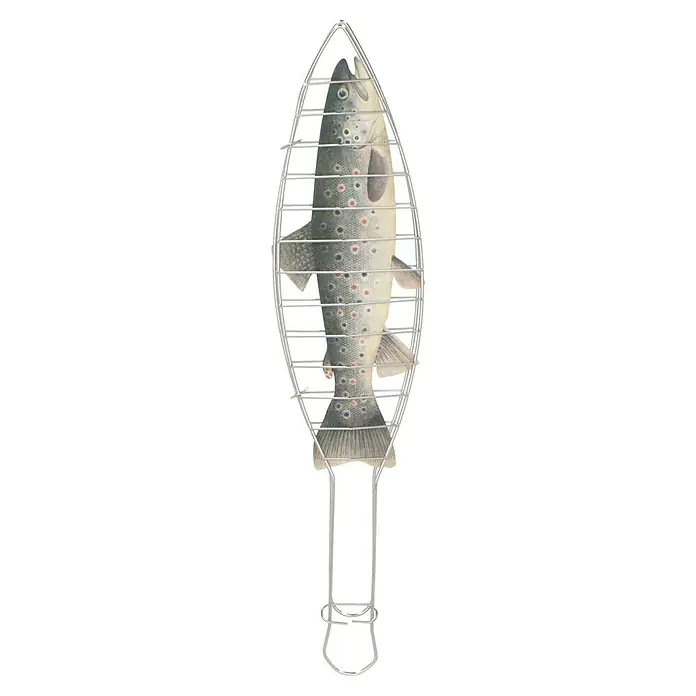 Grillstar Fisch- & Gemüsehalter - L x B: 41 x 9 cm - Fischgrillkorb mit einem Forellenmuster, ideal zum einfachen und sicheren Grillen von Fisch.