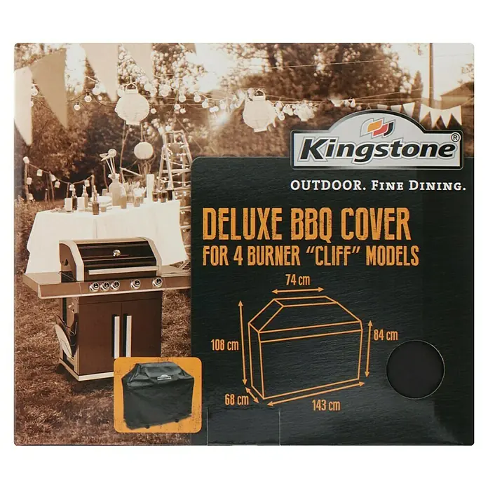 Kingstone Funda protectora para barbacoa Cliff 450 - Específico para: Barbacoa de gas Kingstone Cliff 450 - Embalaje para una cubierta de parrilla "Deluxe BBQ Cover" de Kingstone, apta para modelos "Cliff" de 4 quemadores.