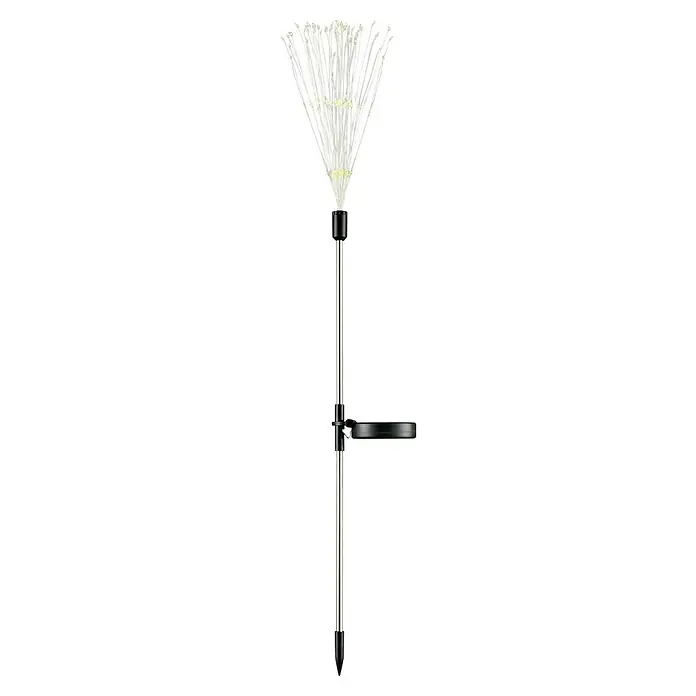 BAUHAUS Lámpara decorativa solar Fireworks - Negro, IP44, Color de luz: Blanco cálido - Lámpara de estaca con iluminación decorativa de fibra óptica. La lámpara es ideal para el jardín y crea un ambiente agradable.
