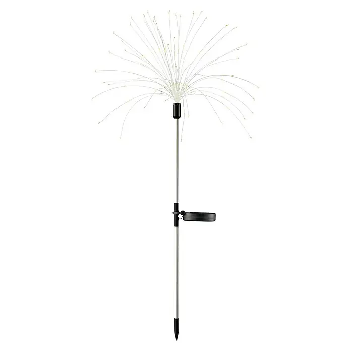 BAUHAUS Solarleuchte FeuerwerkHöhe: 90 cm, IP44, Lichtfarbe: Warmweiß - Eine Solar-Gartenleuchte in Form einer Sternenblume. Die Lichterketten sind an einem Edelstahlstab befestigt und leuchten in warmweißem Licht.