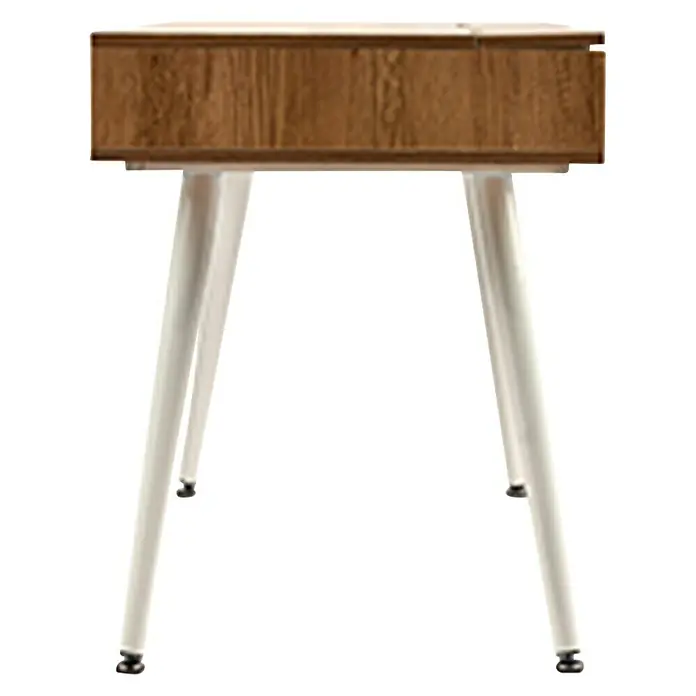 Mesa de escritorio Vintage - Blanco, L x An x Al: 60 x 110 x 74 cm, Número de cajones: 2 ud. - Esta imagen muestra una pequeña mesa auxiliar de madera con patas blancas. La pieza presenta un diseño simple, adecuado para diversos estilos interiores.