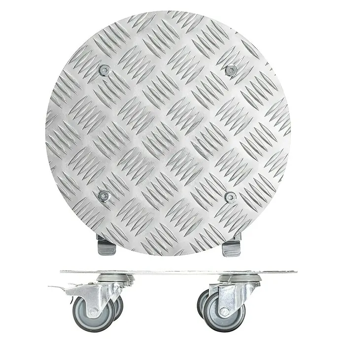 Wagner System Pflanzenroller Alaska - Durchmesser: 30 cm, Aluminium, Silber, Max. Belastung: 100 kg - Drehscheibe aus Aluminium mit rutschfestem Profil und Rollen für den einfachen Transport. Ideal für Werkstätten.