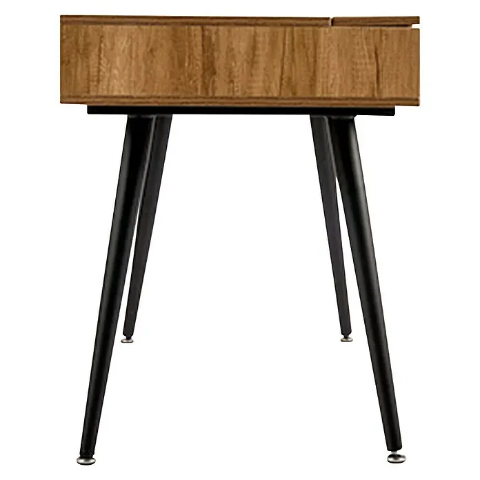 Mesa de escritorio Vintage - Negro, L x An x Al: 60 x 110 x 74 cm, Número de cajones: 2 ud. - Elegante consola con tablero de madera y patas metálicas negras y delgadas. Una pieza moderna para cualquier espacio.