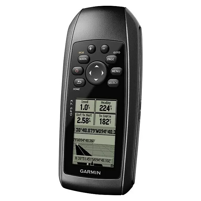 Garmin GPS Handgerät GPS 73 - L x B x H: 6,6 x 3 x 15,2 cm, Ausstattung: NMEA-Ausgang, Anschlüsse: USB - Diagonale Ansicht