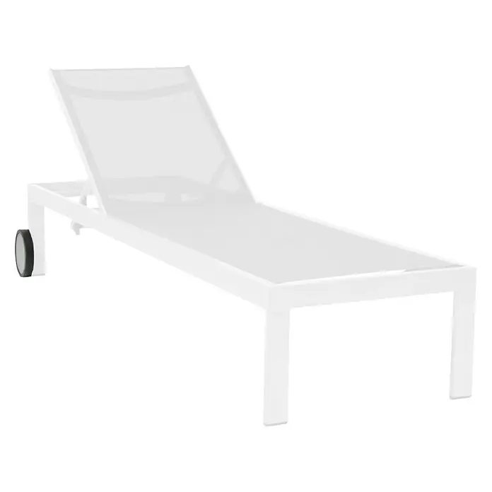 Acamp Gartenliege - Aluminium, Textil, Weiß - Weißer Liegestuhl mit verstellbarer Rückenlehne und Rädern für den einfachen Transport. Ideal für den Garten oder die Terrasse.