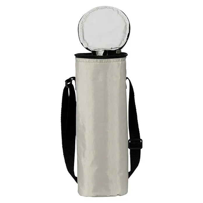 Nevera portátil - 2 l, Gris/Azul/Beige, Específico para: Botellas - Porta bebidas aislado con correa para el hombro y tapa abierta, ideal para llevar y mantener las bebidas frías.