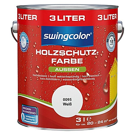 swingcolor Holzschutzfarbe (Weiß, 3 l, Seidenglänzend)