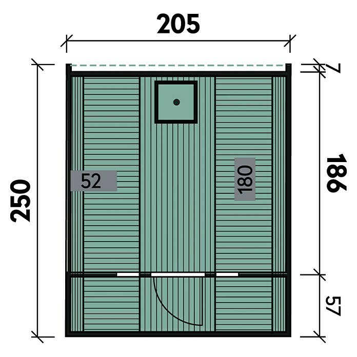 Wolff Finnhaus Fasssauna 250Holz, Durchmesser: 200 cm Sketch