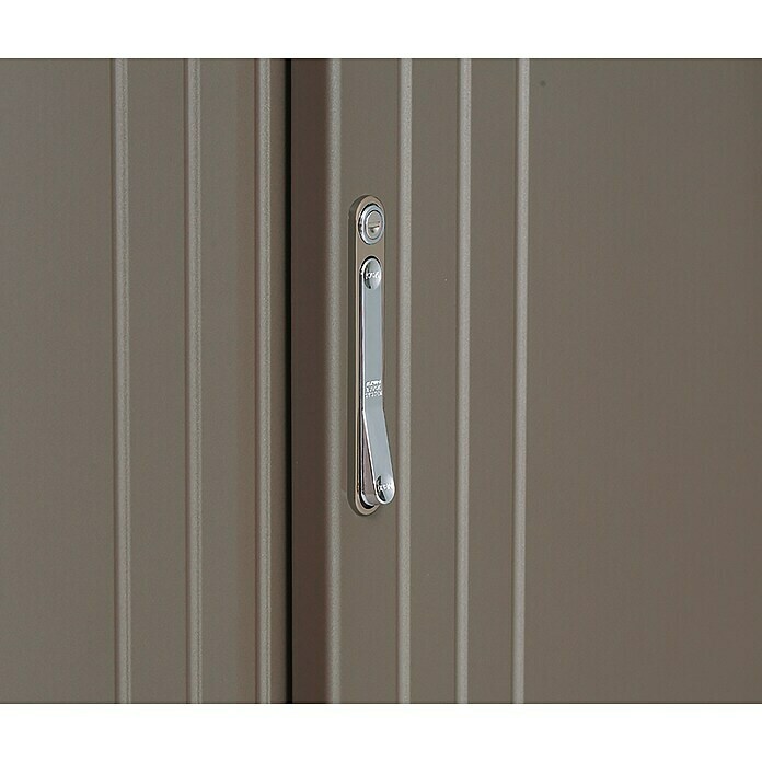 Wolff Finnhaus Geräteschrank-Komplettset 157 (149 x 75 cm, Farbe: Grau, Farbe Tür: Grau, 2 Regalböden)