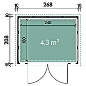 Wolff Finnhaus Gerätehaus Eleganto 2721 (Pulverbeschichtet, Granit, 2,84 x 2,24 m)