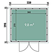Wolff Finnhaus Gerätehaus Eleganto 3330 (Pulverbeschichtet, Lichtgrau/Anthrazit, 344 x 314 cm)