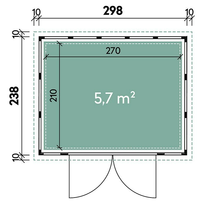 Wolff Finnhaus Gerätehaus Eleganto 3024 (Pulverbeschichtet, Granit, 3,12 x 2,56 m)