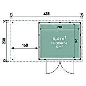 Wolff Finnhaus Gerätehaus Eleganto 2724 (B x T: 456 x 259 cm, Wandstärke: 0,9 mm, Mit linksseitigem Seitendach, Granit)