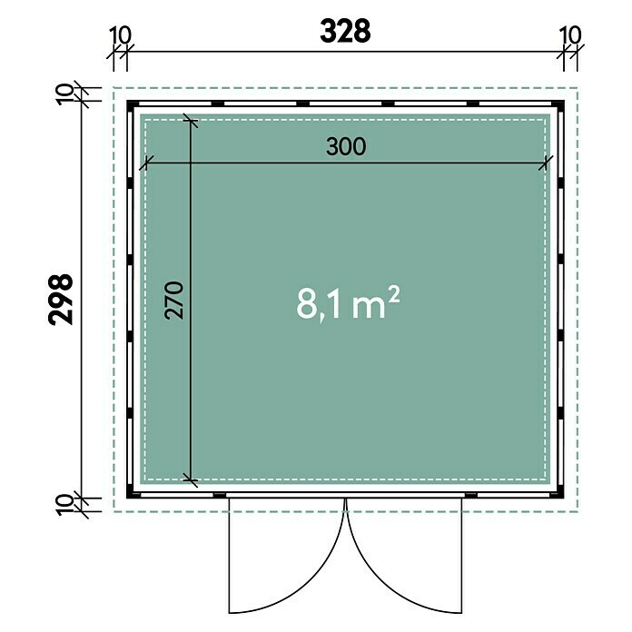 Wolff Finnhaus Gerätehaus Eleganto 3330 (Pulverbeschichtet, Granit, 3,44 x 3,14 m)