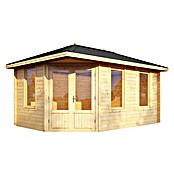 Wolff Finnhaus Blockbohlenhaus Anna 40-A/1 (3,49 x 5,03 m, Wandstärke: 40 mm, Walmdach, Schwarz)