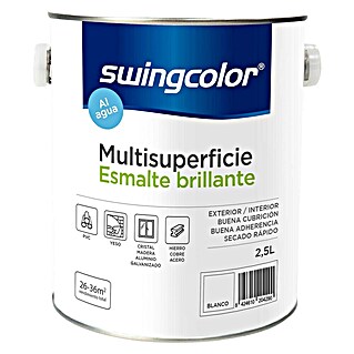 swingcolor Esmalte de color Multisuperficie (Blanco, Brillante, 2,5 l, Base de agua)