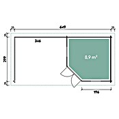 Wolff Finnhaus Gartenhaus Maja 40-A (6,99 x 3,49 m, Wandstärke: 40 mm, Mit Terrasse)