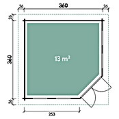 Wolff Finnhaus Blockbohlenhaus Katrin 44-B (4,12 x 4,12 m, Wandstärke: 44 mm, Farbe Dach: Natur)