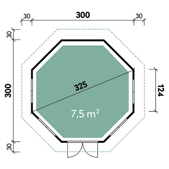 Wolff Finnhaus Gartenpavillon Milano 3.0L x B: 3,6 x 3,6 m, Wandstärke: 45 mm, Farbe Dach: Schwarz Sketch