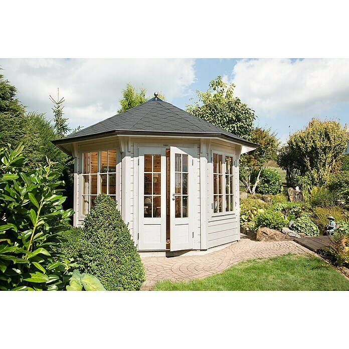 Wolff Finnhaus Gartenpavillon Milano 3.0L x B: 3,6 x 3,6 m, Wandstärke: 45 mm, Farbe Dach: Schwarz Mood Shot