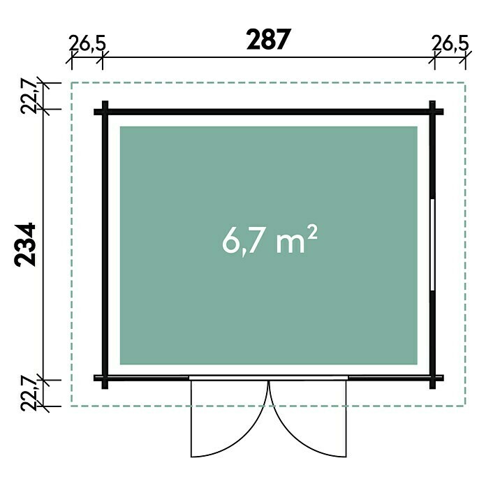 Wolff Finnhaus Gerätehaus Trend C340 x 279 cm, Verbundwerkstoff, Grau Sketch