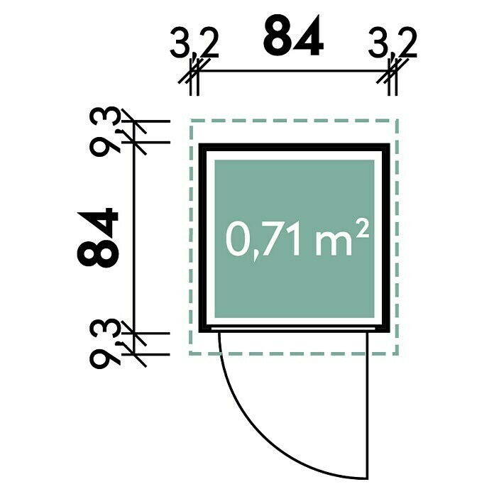 Wolff Finnhaus Geräteschrank 20-AAußenbreite inkl. Dachüberstand: 90 cm, Außentiefe inkl. Dachüberstand: 103 cm, Holz, Natur Sketch