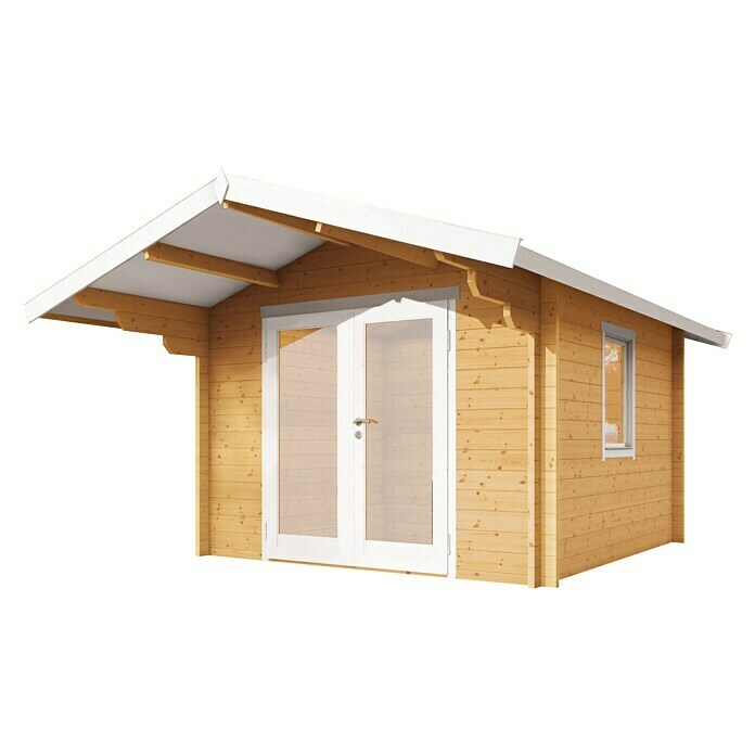 Wolff Finnhaus Gartenhaus Bergen 44-A (Außenmaß inkl. Dachüberstand (B x T): 360 x 395 cm, Holz, Fichte/Nebelweiß)