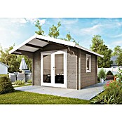Wolff Finnhaus Gartenhaus Bergen 44-B (B x T: 360 x 450 cm, Holz, 9 m², Wandstärke: 44 mm, Gletschergrau/Nebelweiß)