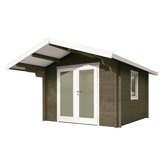 Wolff Finnhaus Gartenhaus Bergen 44-B (Außenmaß inkl. Dachüberstand (B x T): 360 x 450 cm, Holz, Basaltgrau)