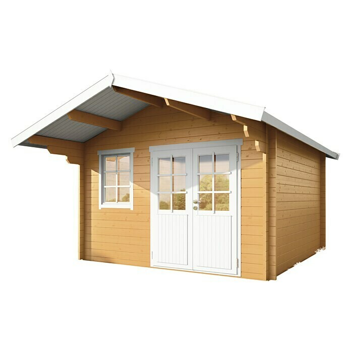 Wolff Finnhaus Gartenhaus Lisa 44-B (Außenmaß inkl. Dachüberstand (B x T): 444,6 x 530 cm, Holz, Fichte/Nebelweiß)