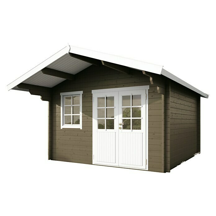 Wolff Finnhaus Gartenhaus Lisa 44-B (Außenmaß inkl. Dachüberstand (B x T): 444,6 x 530 cm, Holz, Basaltgrau/Nebelweiß)