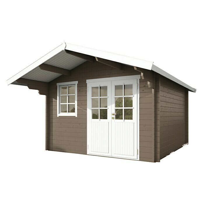 Wolff Finnhaus Gartenhaus Lisa 44-C XL (Außenmaß inkl. Dachüberstand (B x T): 450 x 530 cm, Holz, Gletschergrau/Nebelweiß)