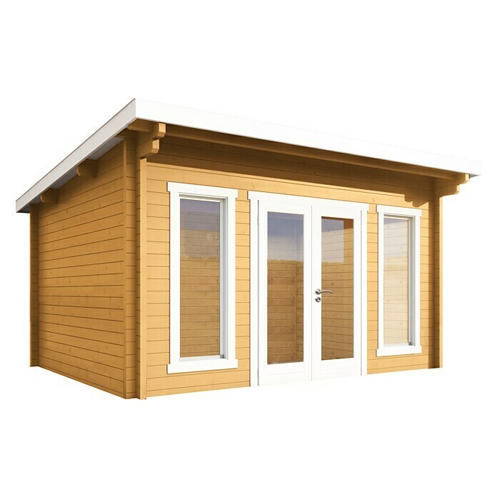 Wolff Finnhaus Gartenhaus Trondheim 44-A XL (Außenmaß inkl. Dachüberstand (B x T): 400 x 390 cm, Holz, Fichte/Nebelweiß)