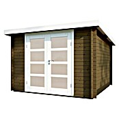 Wolff Finnhaus Gartenhaus Pulti 34-C Typ 5 (B x T: 360 x 360 cm, Holz, 9 m², Wandstärke: 34 mm, Felsgrau/Nebelweiß)
